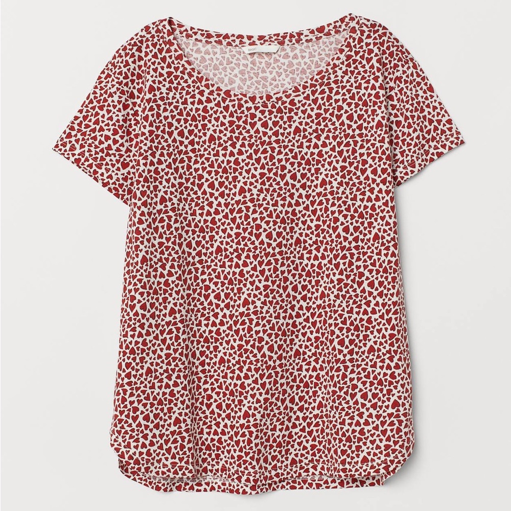 H&M Valentines Shirt Red and White Heart Size Large
